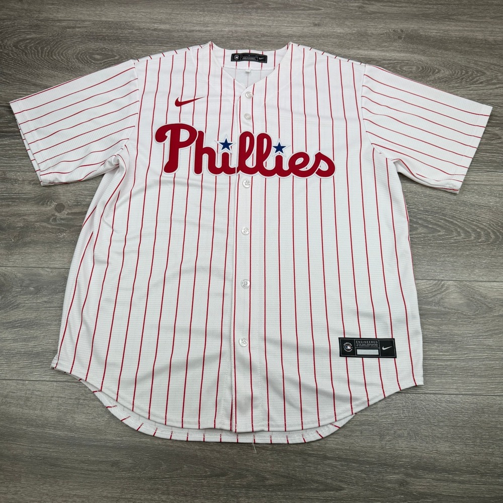 Nike Philadelphia Phillies Trea Turner 7 Jersey Men Large Pinstripe MLB Baseball